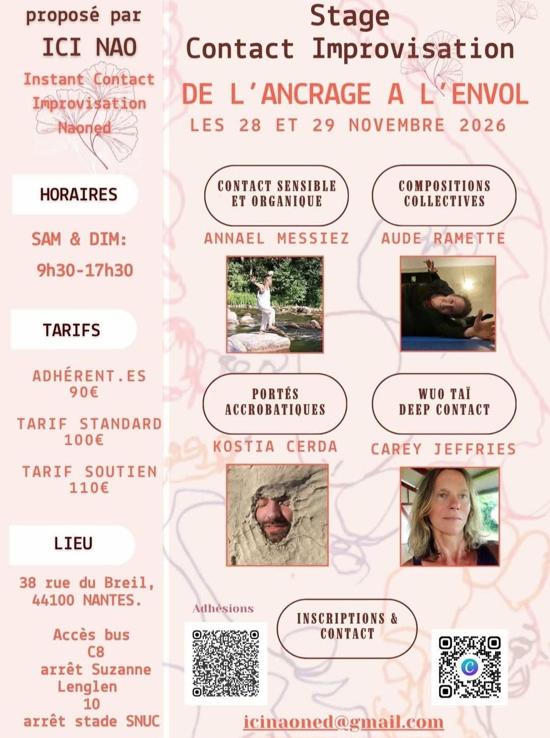 De l'Ancrage à l'Envol, Stage de Contact Improvisation à Nantes